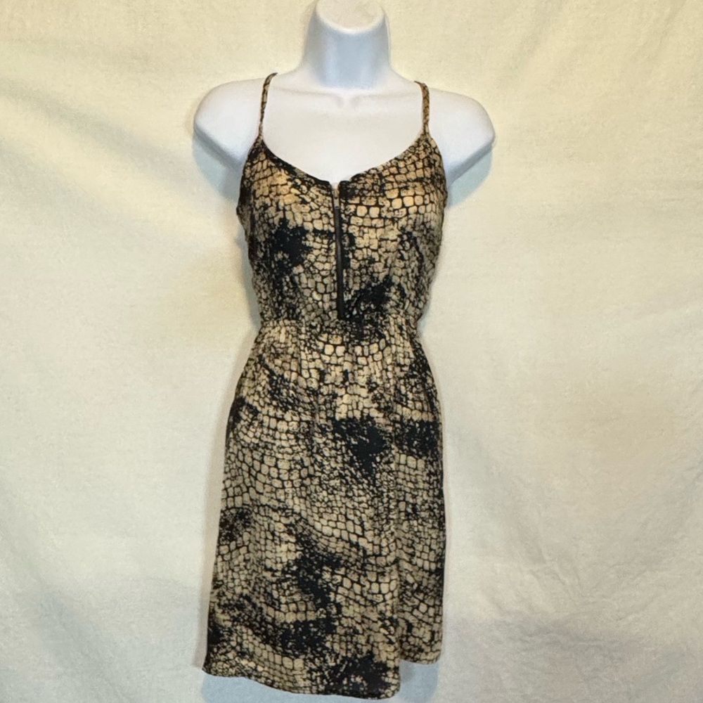 F-75 Lovely Day Black & Cream Lace‎ Back Sleeveless MIDI Summer Dress Size L